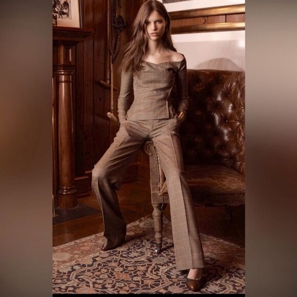 Ralph Lauren Collection 2017 Ramona Brown Multi Houndstooth Dress - Picture 14 of 16